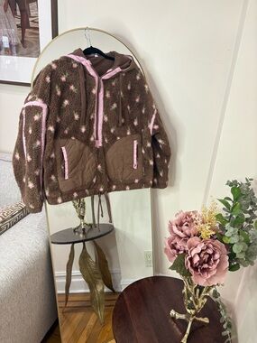Joylab brown floral  Brown & Pink Sherpa Hoodie Jacket